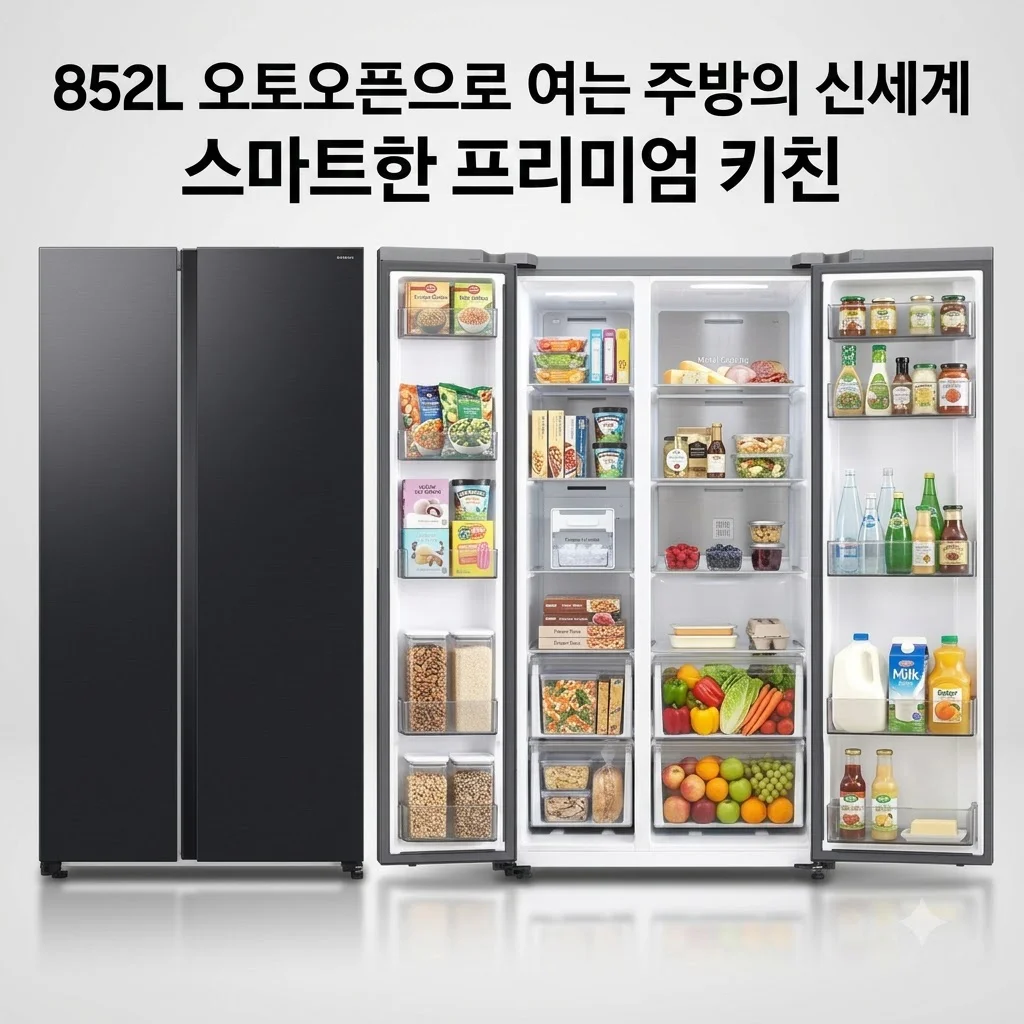 삼성전자 냉장고 RS84DG5202B4 852L 오토오픈도어 주방의 신세계