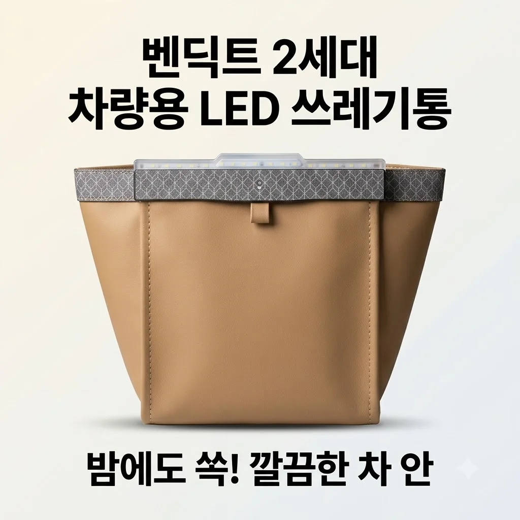 벤딕트 2세대 차량용 LED 쓰레기통, 밤에도 쏙! 차 안이 깔끔해지는 비밀