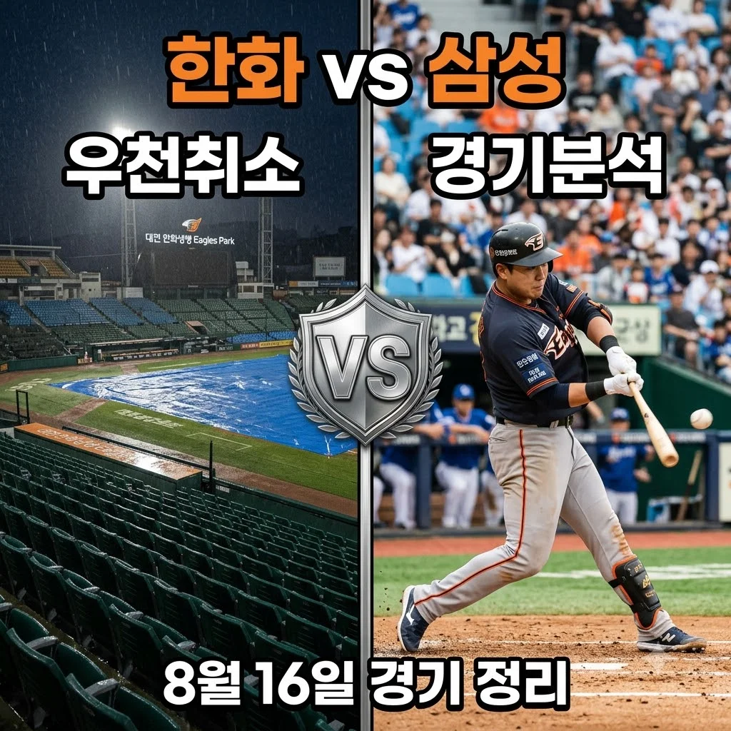 2026년 08월 16일 한화 이글스 삼성 라이온즈 경기 결과 및 우천 취소 총정리