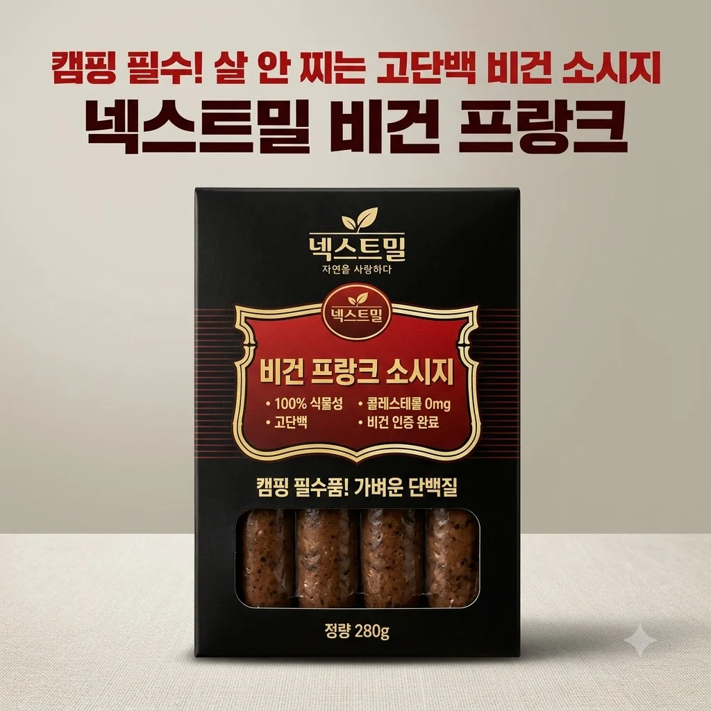 넥스트밀 비건 프랑크 소시지 고단백 식물성이라 살 안 찌는 캠핑 필수템