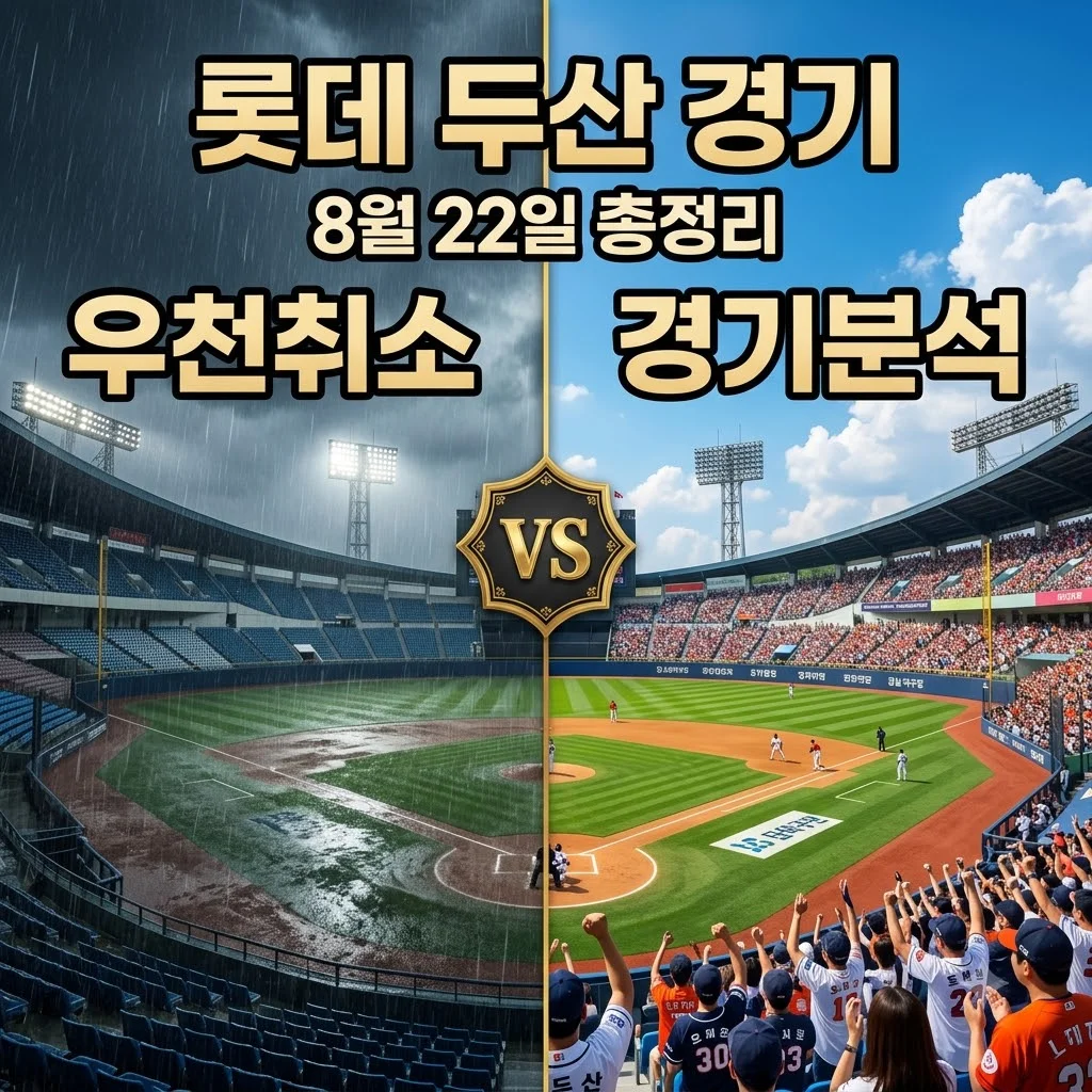 2026년 08월 22일 롯데 자이언츠 두산 베어스 경기 결과 및 우천 취소 정보