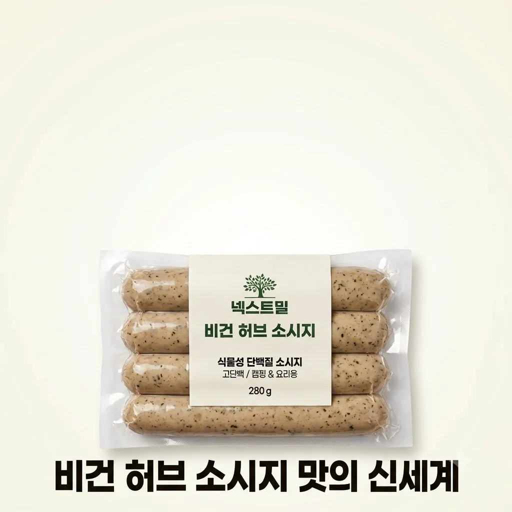 넥스트밀 비건 허브 소시지 고단백 식물성 부대찌개 캠핑 간식, 맛의 신세계