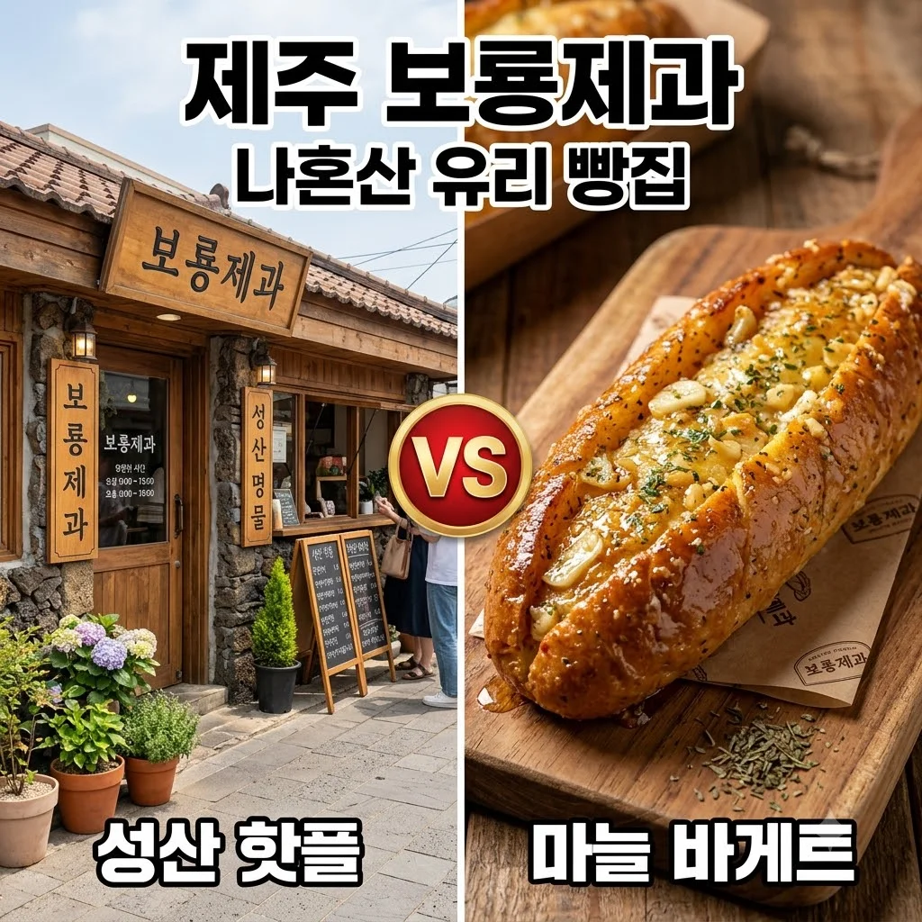 제주 보룡제과 나혼산 유리 빵집 성산 빵지순례 마늘바게트 후기
