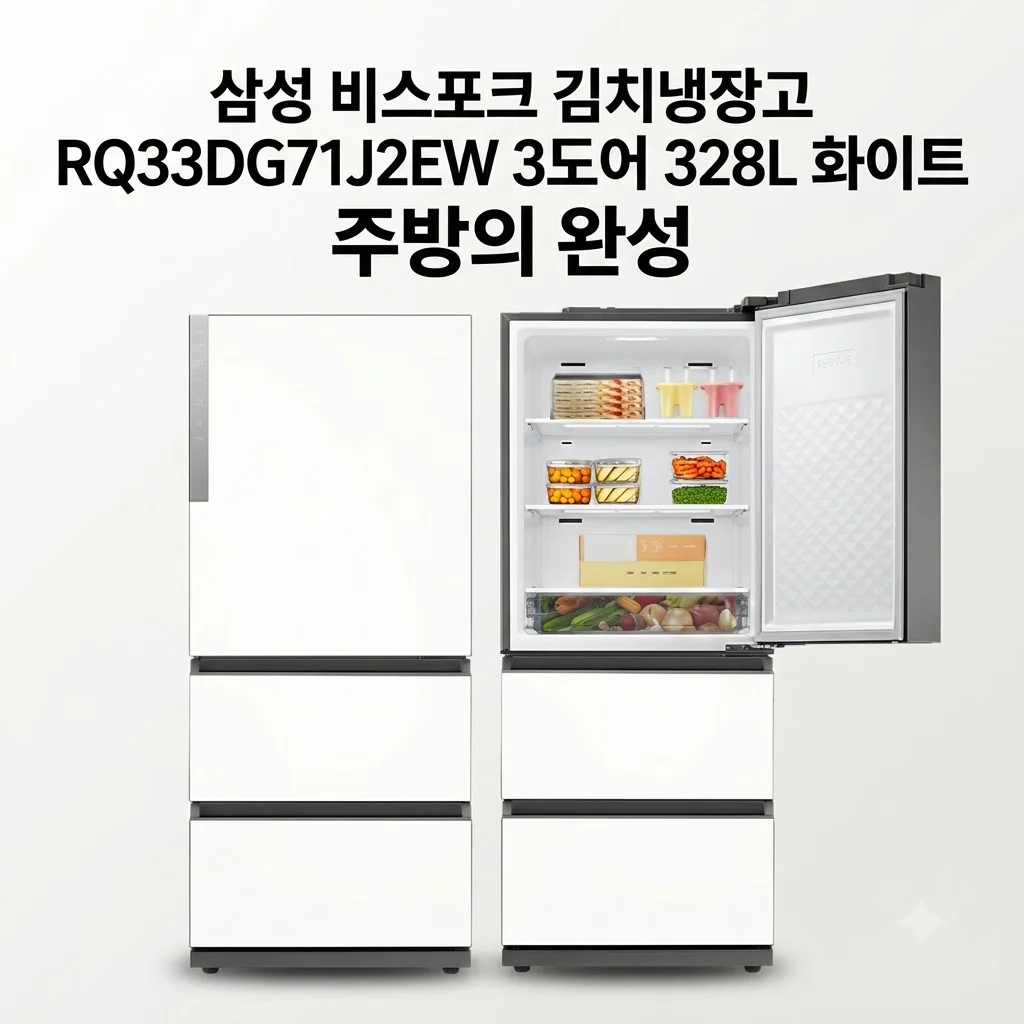 삼성 비스포크 김치냉장고 RQ33DG71J2EW 3도어 328L 화이트 주방의 완성