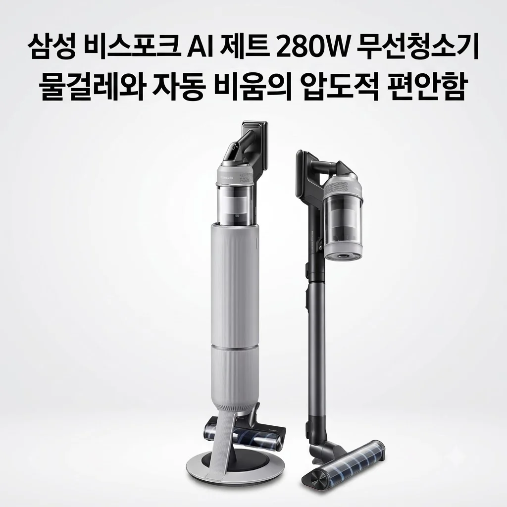 삼성 비스포크 AI 제트 280W 무선청소기, 물걸레와 자동 비움의 압도적 편안함