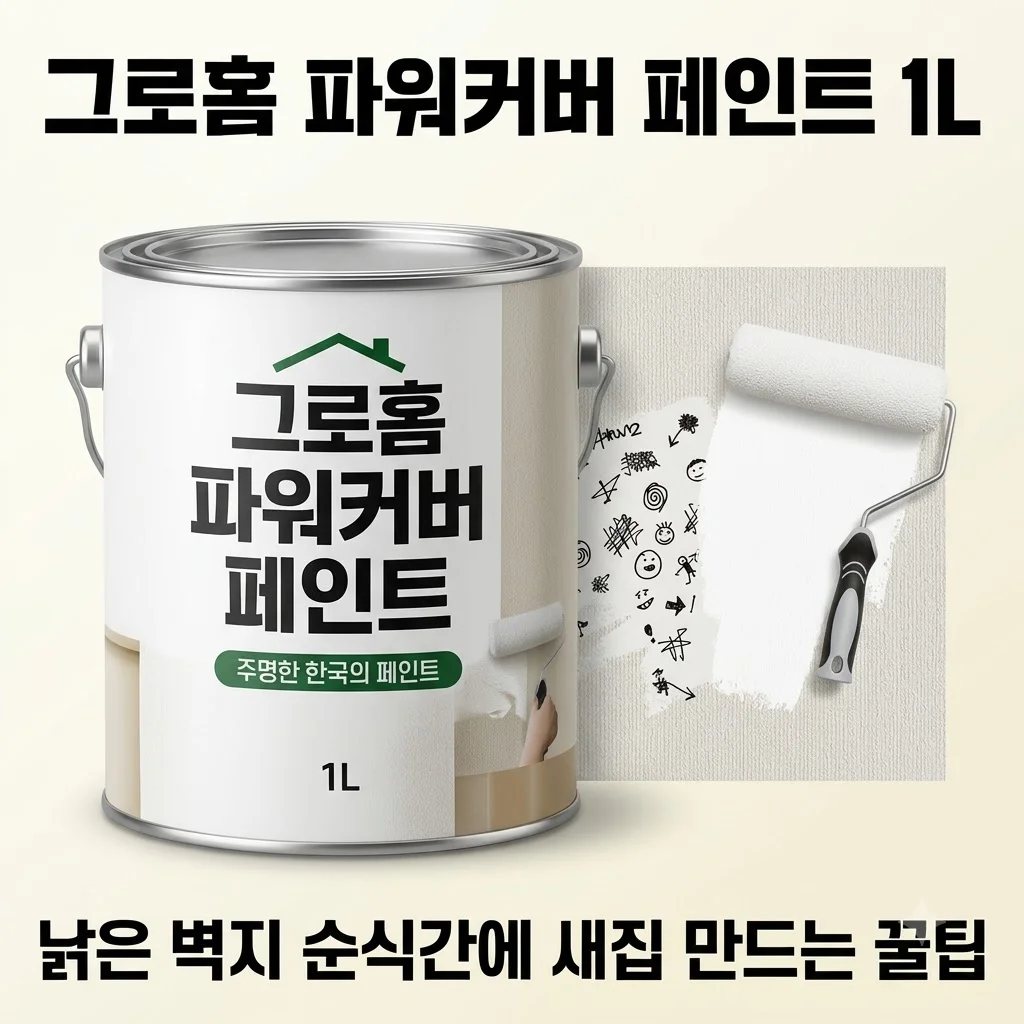 그로홈 파워커버 페인트 1L, 낡은 벽지 순식간에 새집 만드는 셀프 인테리어 꿀팁