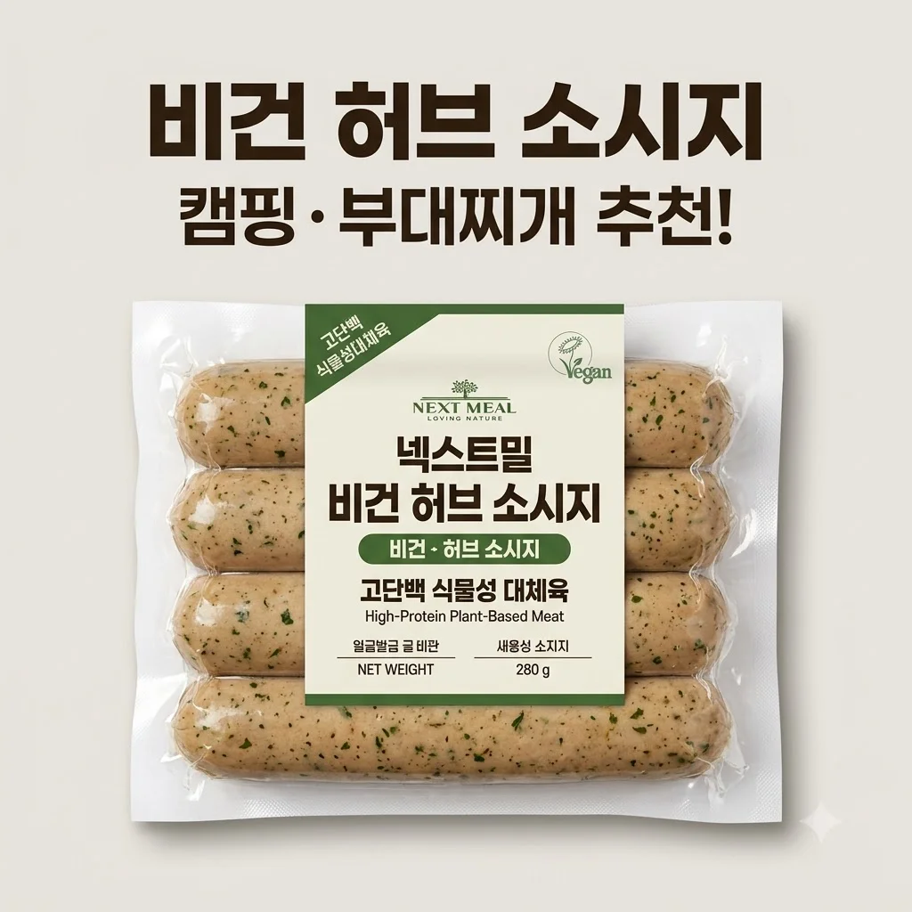 넥스트밀 비건 허브 소시지, 고단백 식물성 부대찌개 캠핑 간식으로 완벽한 이유