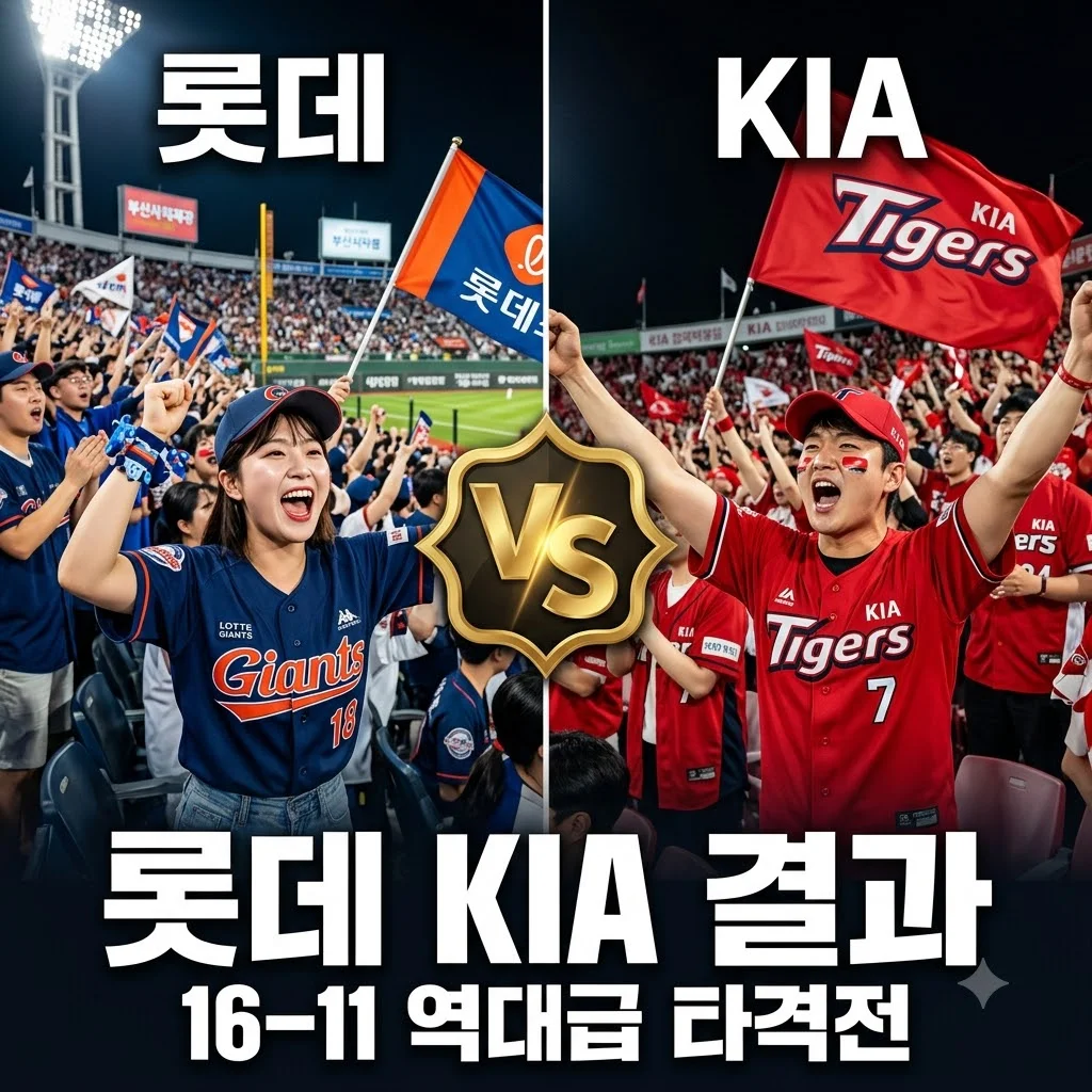 2026년 08월 26일 롯데 자이언츠 KIA 타이거즈 경기 결과: 16-11 난타전 분석