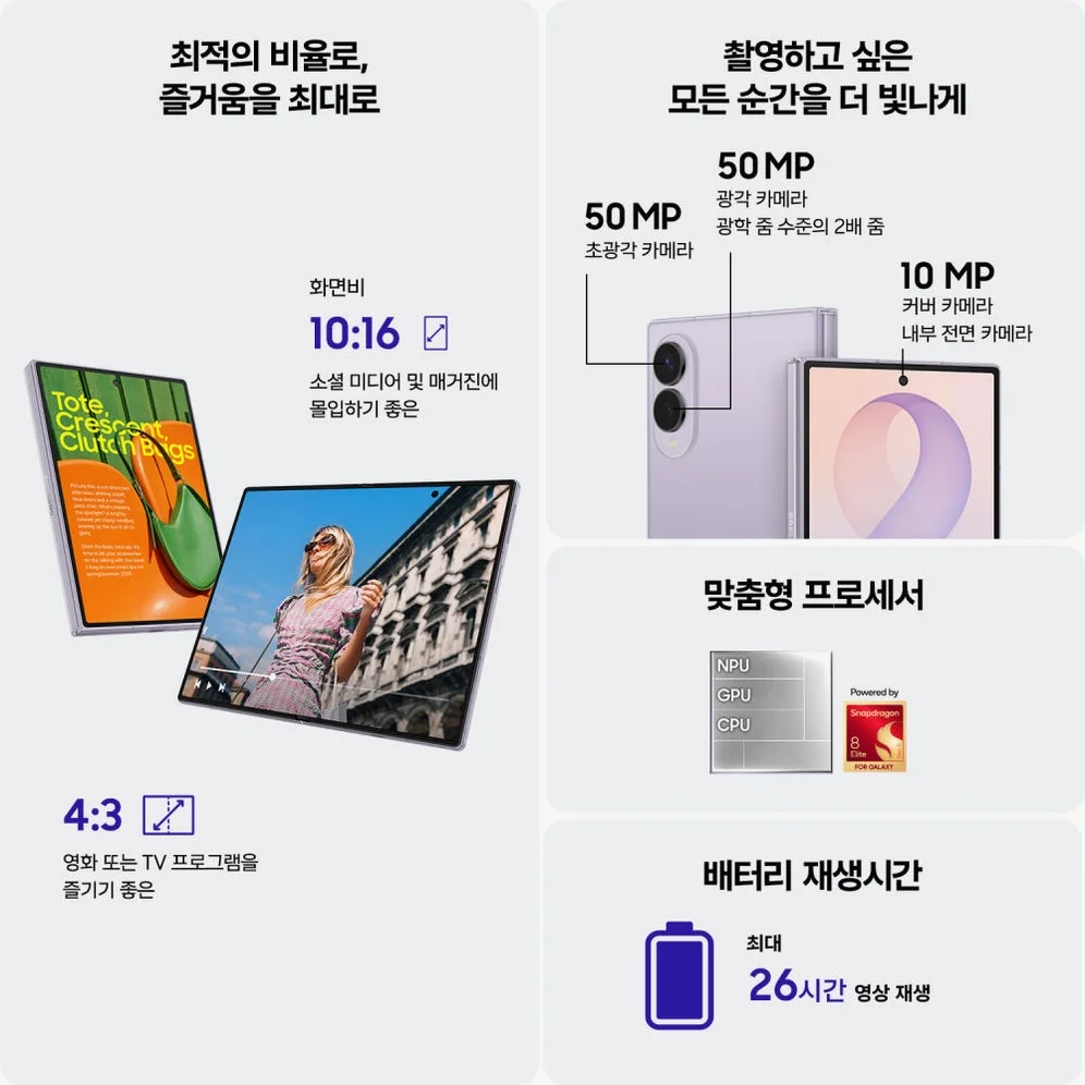 삼성 공식 갤럭시 Z폴드8 1TB 자급제 SM-F971N 상세 이미지 1