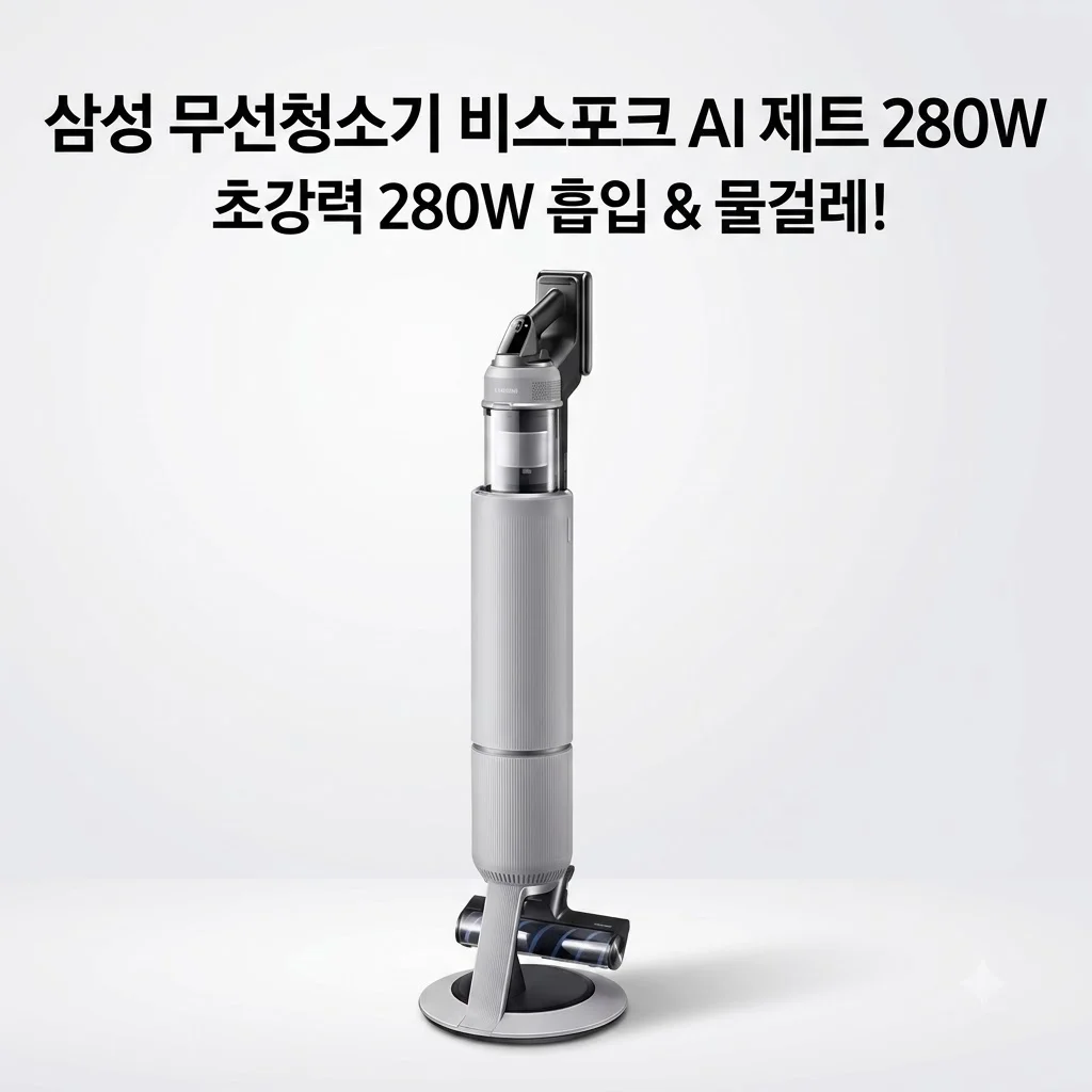 삼성 무선청소기 비스포크 AI 제트 280W, 미친 흡입력에 물걸레까지? 청소 끝판왕 등장
