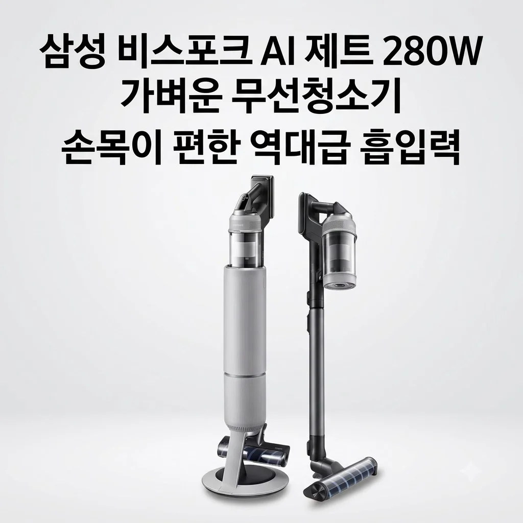 삼성 비스포크 AI 제트 280W 가벼운 무선청소기, 손목이 편한 역대급 흡입력
