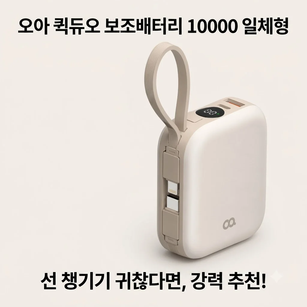 오아 퀵듀오 보조배터리 10000 일체형, 선 챙기기 귀찮은 분들께 강력 추천해요