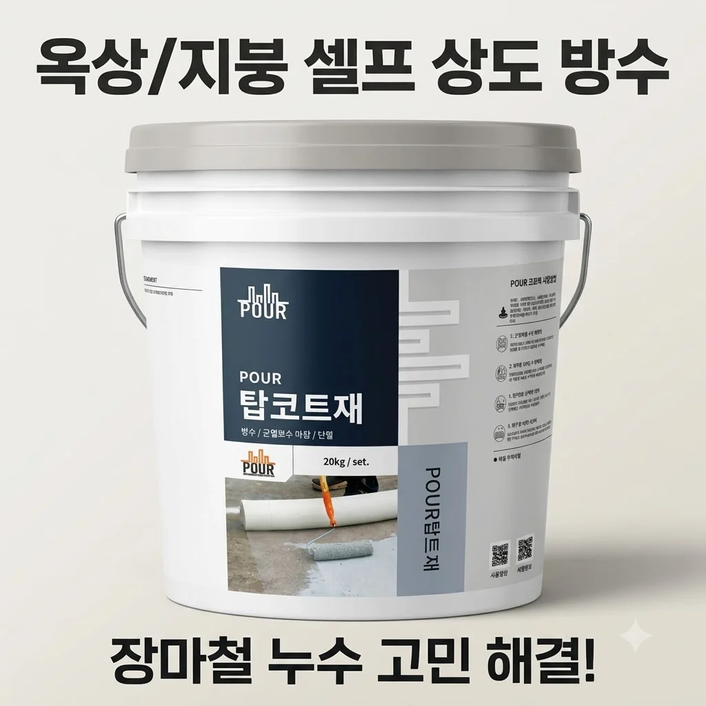 옥상/지붕 셀프 상도 방수 POUR 탑코트재 20kg, 장마철 누수 고민 해결법