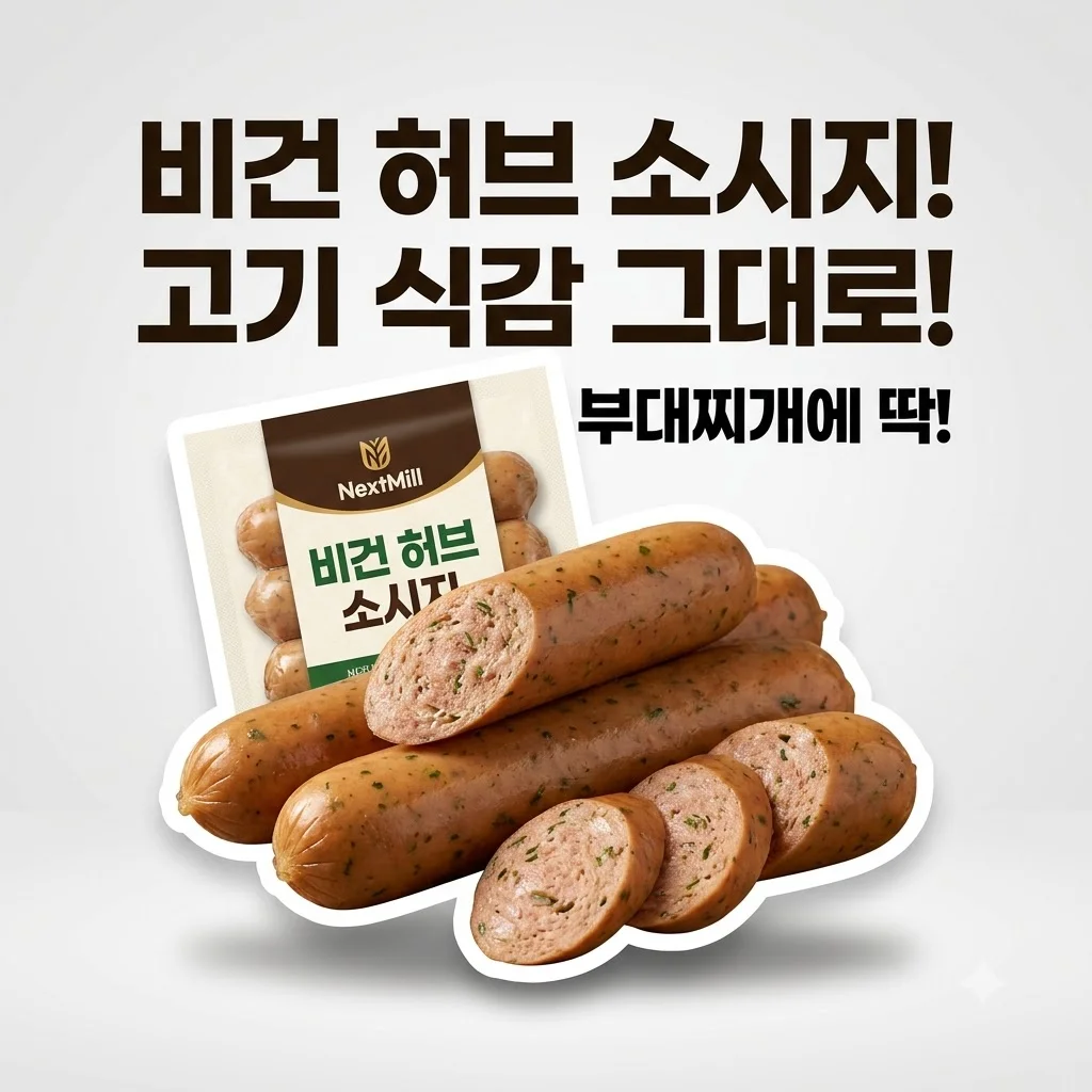 넥스트밀 비건 허브 소시지, 고기 식감 그대로 살린 고단백 부대찌개 꿀템