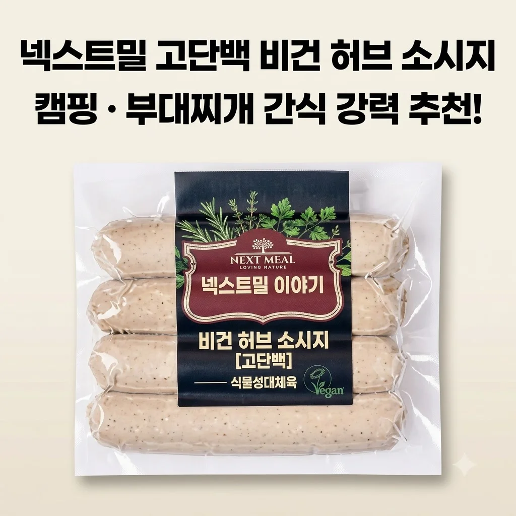 넥스트밀 비건 허브 소시지 고단백 식물성 부대찌개 캠핑 간식 추천