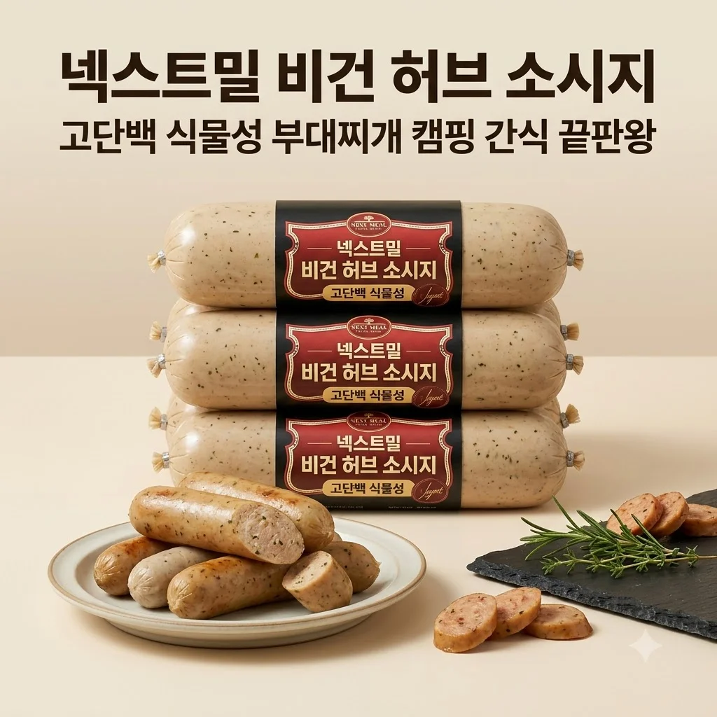 넥스트밀 비건 허브 소시지 고단백 식물성 부대찌개 캠핑 간식 끝판왕