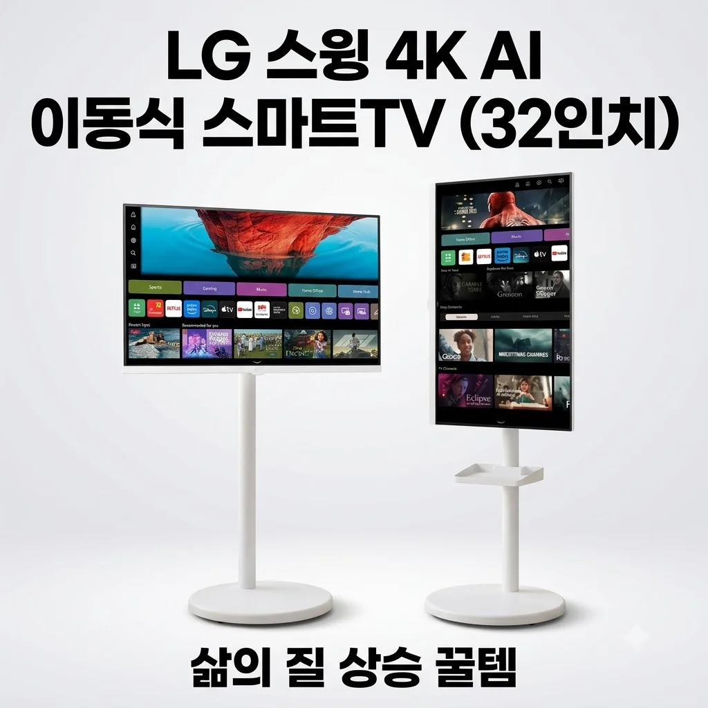 LG 스윙 4K AI 이동식 스마트TV 32인치 32U721SAW, 삶의 질 상승 꿀템