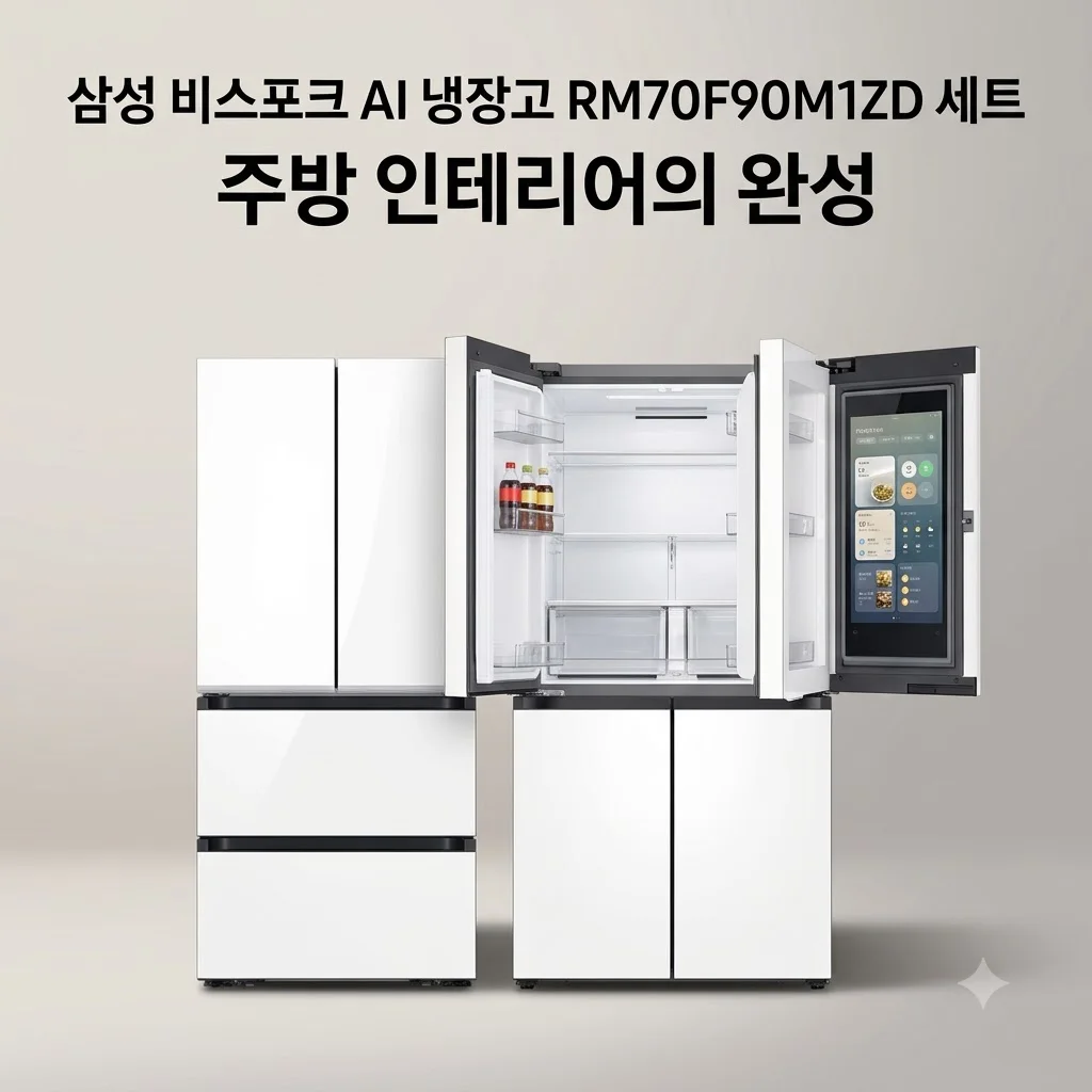 삼성 비스포크 AI 냉장고 RM70F90M1ZD 세트, 주방 인테리어의 완성