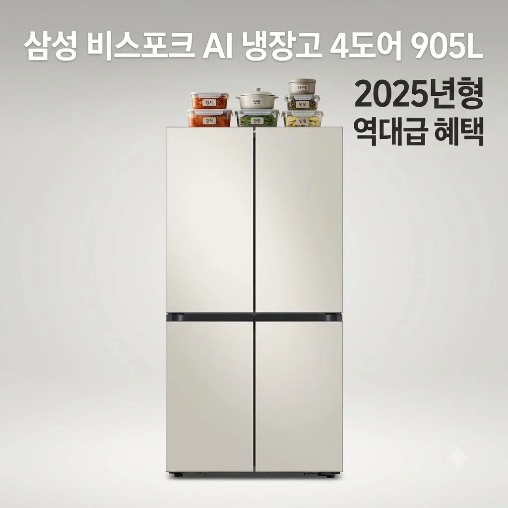 삼성 비스포크 AI 냉장고 4도어 905L RM70F90R2GD, 2025년형 역대급 혜택