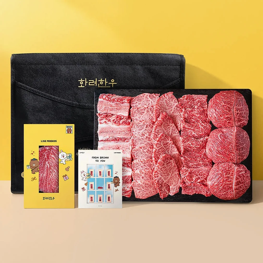 [라인프렌즈 에디션] ++1등급 투뿔한우 선물 세트 구이용+요리용 모듬 설추석 명절 1.2kg [원산지:국산] 상세 이미지 5