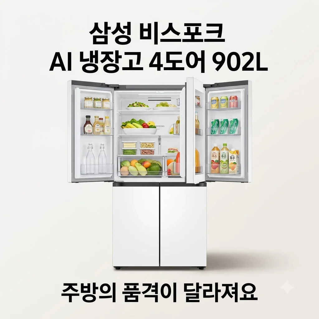 삼성 비스포크 AI 냉장고 4도어 902L RM70F90M1ZD, 주방의 품격이 달라져요