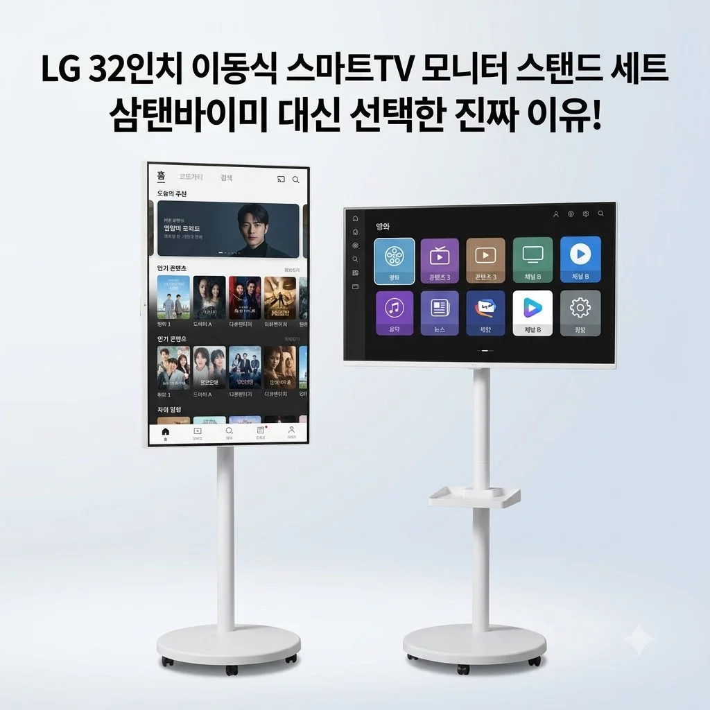LG 32인치 이동식 스마트TV 모니터 스탠드 세트, 삼탠바이미 대신 선택한 이유