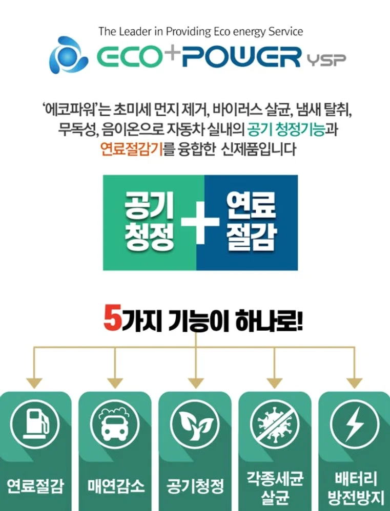 에코파워 연료절감기 차량용 12V 공기청정기 세균살균 배터리재생 상세 이미지 3