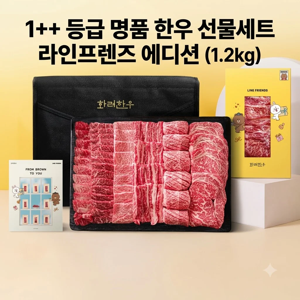 [라인프렌즈 한우 선물세트] 1++ 등급 1.2kg 가성비 명절 선물 추천