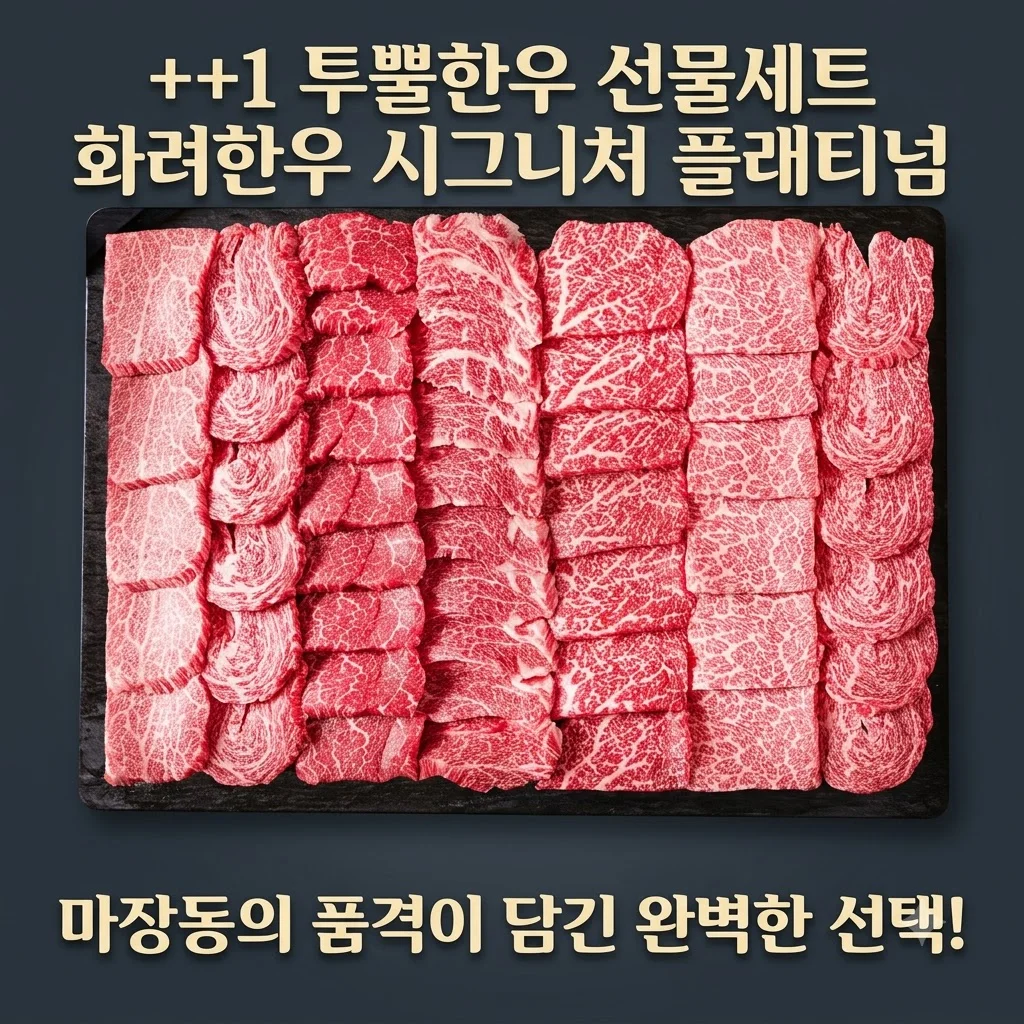 ++1 투뿔한우 선물세트 화려한우 시그니처 플래티넘, 마장동의 품격이 담긴 완벽한 선택!