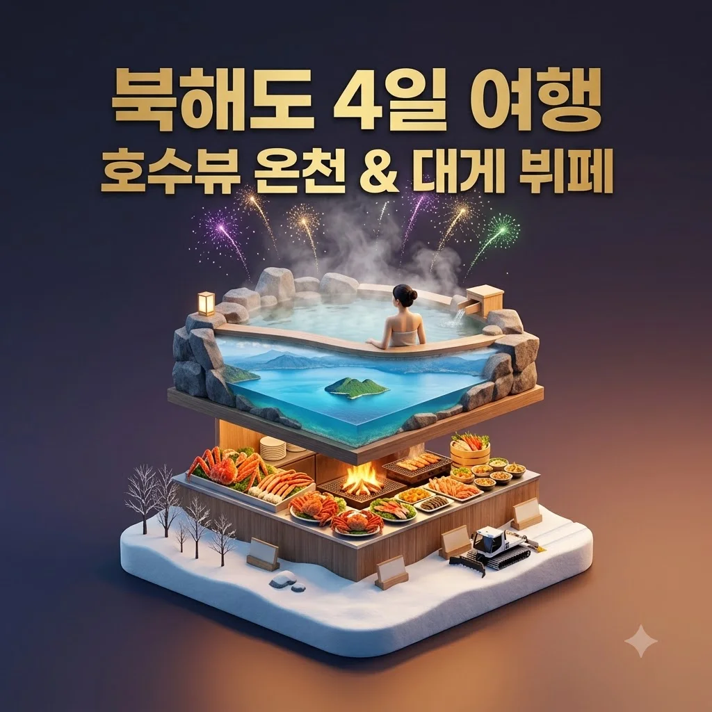 북해도 4일 1,249,000원 호수뷰 온천과 대게뷔페