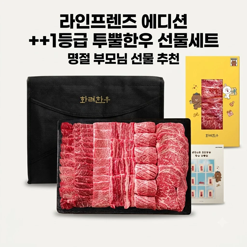 [라인프렌즈 에디션] ++1등급 투뿔한우 선물세트 명절 부모님 선물 추천