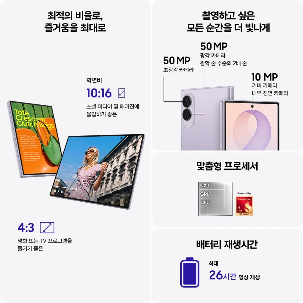 삼성 공식 갤럭시 Z폴드8 256GB 자급제 SM-F971N N배송 상세 이미지 6