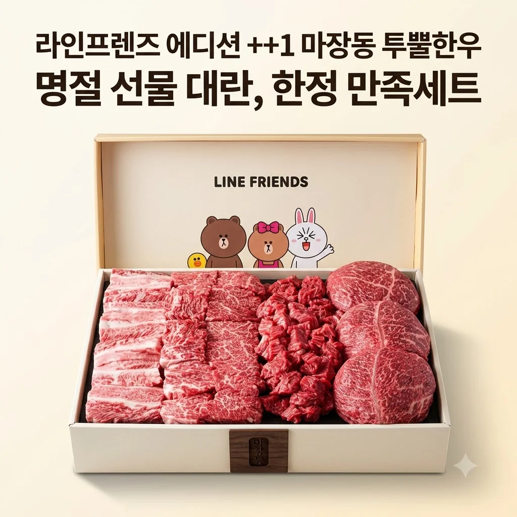 [라인프렌즈 에디션] ++1 마장동 투뿔한우 만족세트, 명절 선물 대란