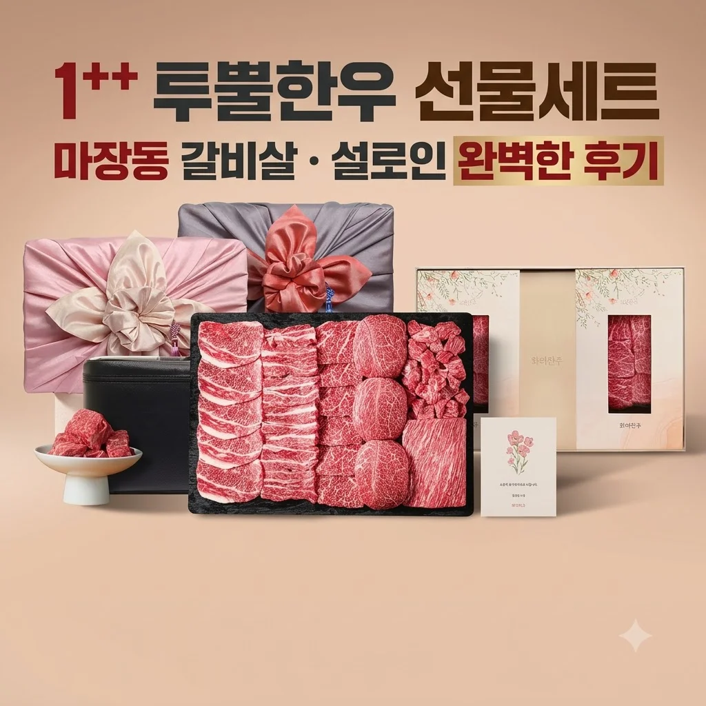 ++1 투뿔한우 선물세트 마장동 갈비살 설로인 완벽한 후기