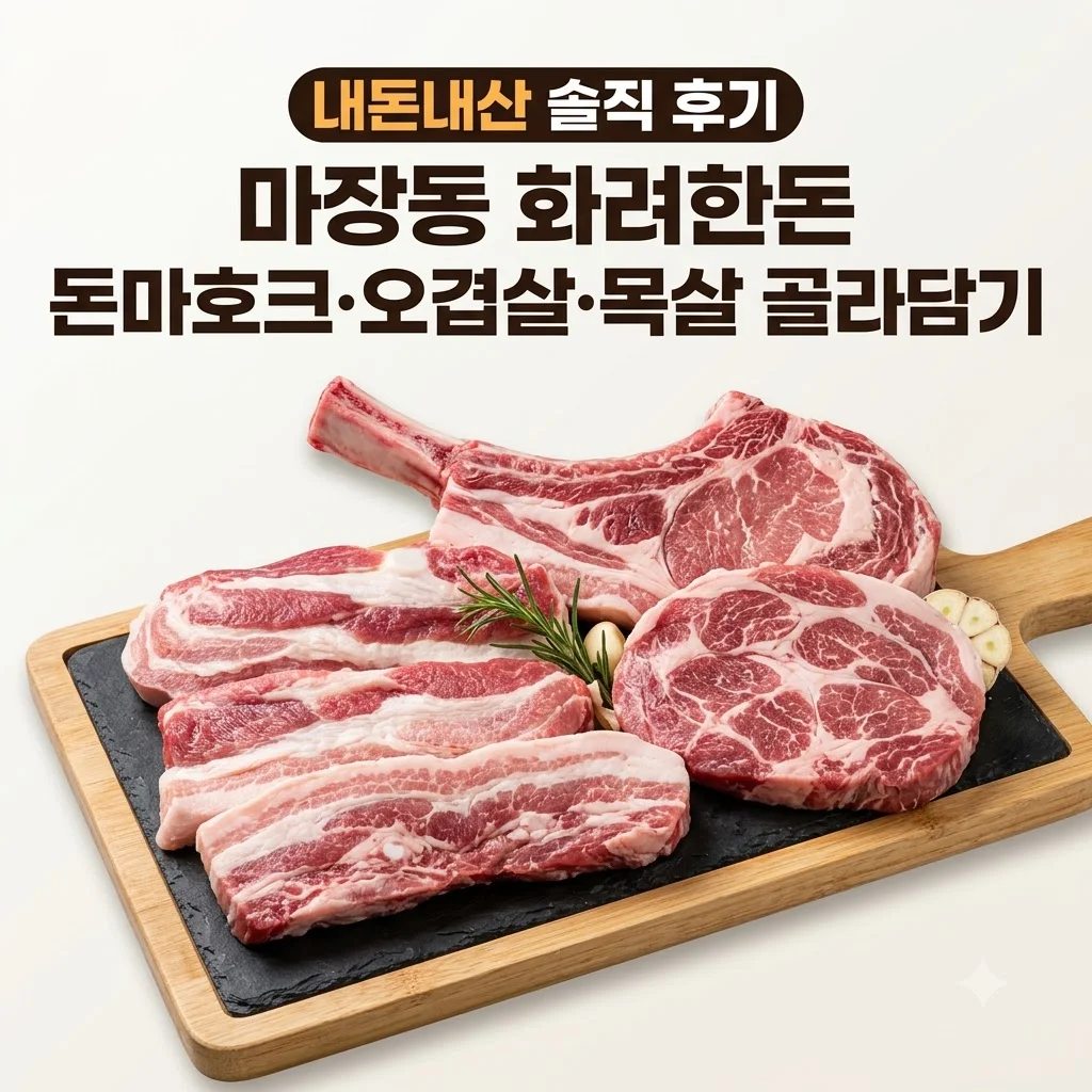 마장동 화려한돈 돈마호크 오겹살 목살 골라담기 <strong>내돈내산 솔직 후기</strong>