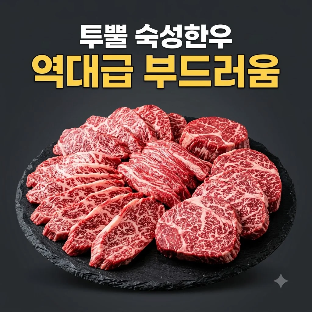 투뿔 숙성한우 새우살 꽃등심 안심 스테이크 내돈내산 <strong>역대급 부드러움</strong>