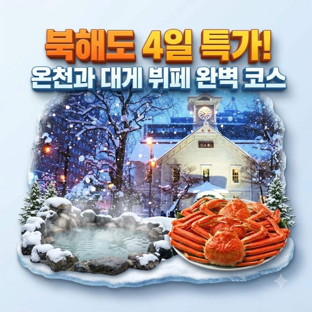 북해도 4일 특가! 온천과 대게 뷔페 완벽 코스