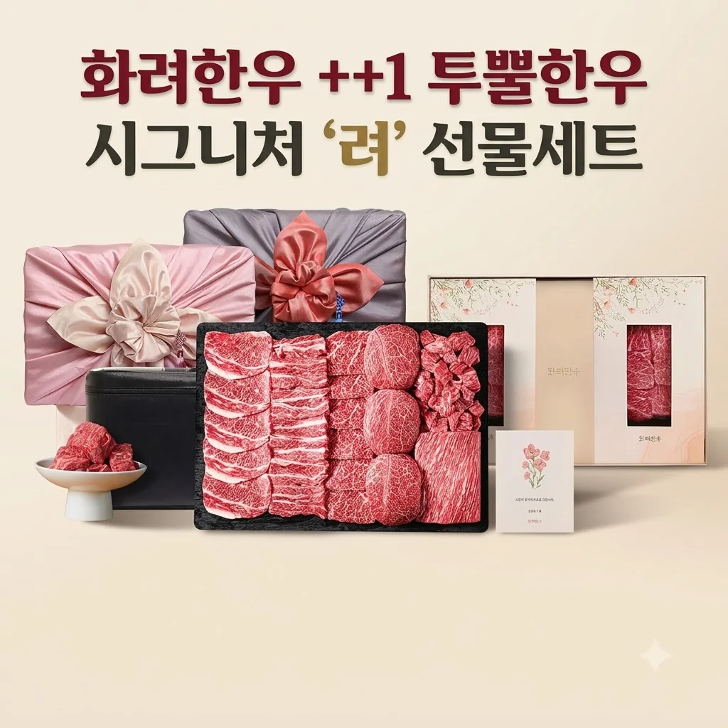 화려한우 ++1 투뿔한우 선물세트 시그니처 려 마장동 갈비살 후기