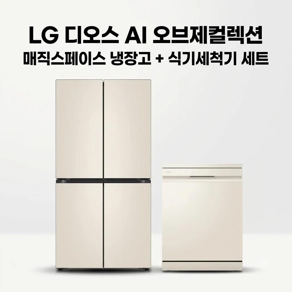 LG 디오스 AI 오브제컬렉션 매직스페이스 냉장고 식기세척기 세트