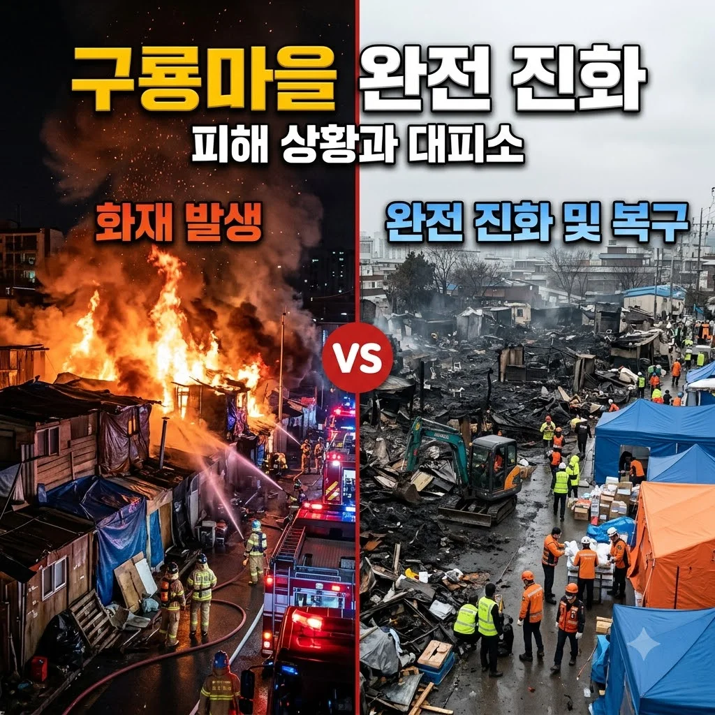 구룡마을 화재 완진 소식과 피해 상황 및 대피소 안내