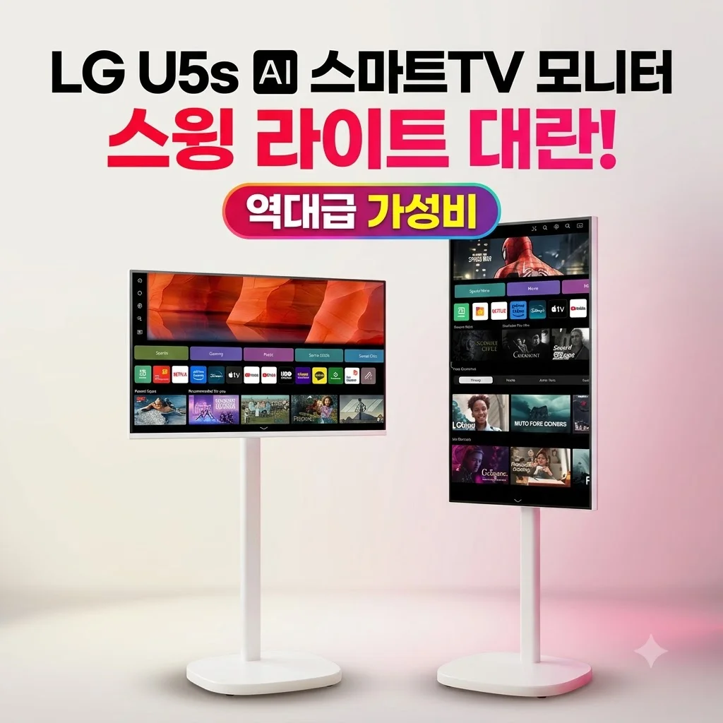 LG U5s AI 스마트TV 모니터 스윙 라이트 대란! 역대급 가성비