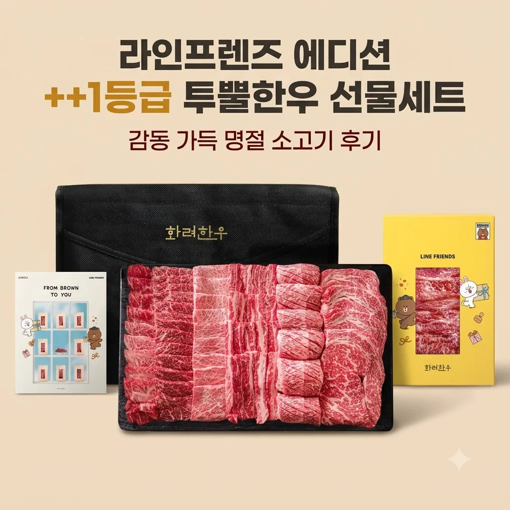 [라인프렌즈 에디션] ++1등급 투뿔한우 선물 세트 명절 소고기 후기